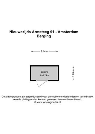 Plattegrond - Nieuwezijds Armsteeg 91, 1012 NB Amsterdam - Nieuwezijds Armsteeg 91 - Amsterdam - Berging - 2D.jpg